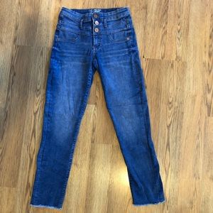 Mid Rise Frayed Jeans